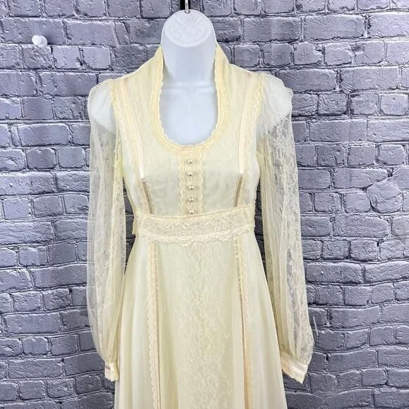 GUNNE SAX Prairie Wedding Dress Cottagecore Lace Romantic Bridal 7 - Picture 11 of 16